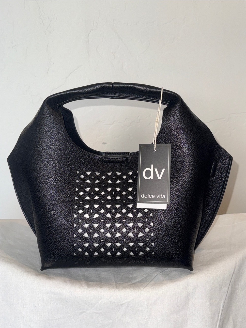 Dolce Vita Black Perforated Hobo Tote